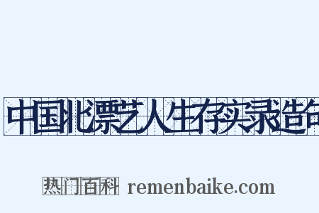 中国北漂艺人生存实录造句是什么意思的图片